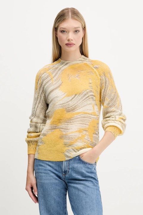 Desigual sweter z wełną HYDER damski kolor beżowy lekki 25WWJF31 - zdjęcie produktu nr 1