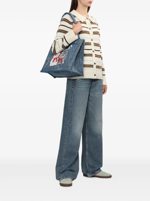 GANNI large printed tote bag - Blue - zdjęcie produktu nr 2