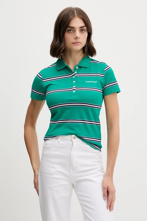 Guess Jeans polo damski kolor zielony W5YP40 KCYR1 - zdjęcie produktu nr 1