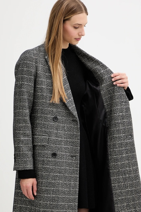 Twinset płaszcz z dodatkiem wełny kolor beżowy 252TT2041 - zdjęcie produktu nr 1