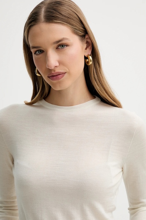 Liviana Conti sweter wełniany damski kolor beżowy lekki L5WA06 - zdjęcie produktu nr 2