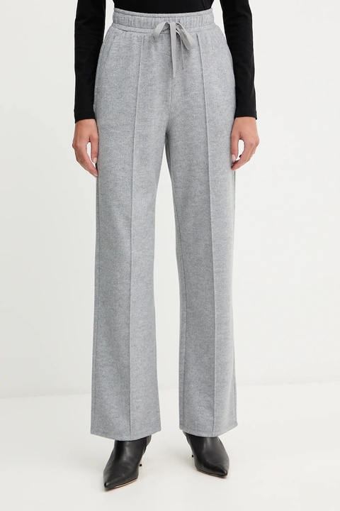 Weekend Max Mara spodnie z dodatkiem wełny SPONDA damskie kolor szary szerokie high waist 2525786022600 - zdjęcie produktu nr 1