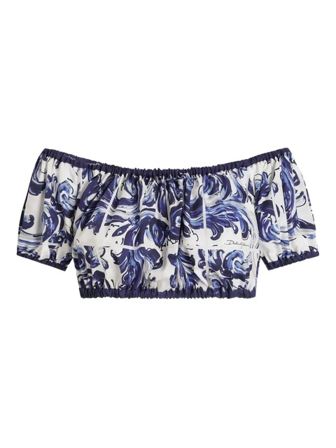 Dolce & Gabbana paisley-print off-shoulder top - Blue - zdjęcie produktu nr 1