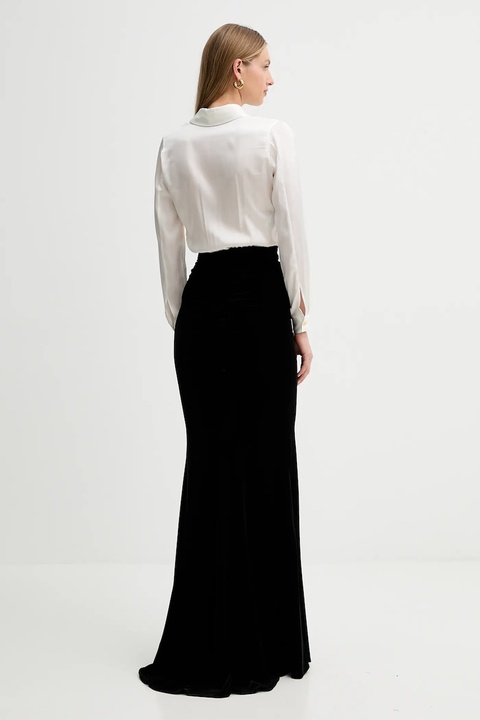 Elisabetta Franchi sukienka z dodatkiem jedwabiu kolor czarny maxi prosta ABR4657E2 - zdjęcie produktu nr 2