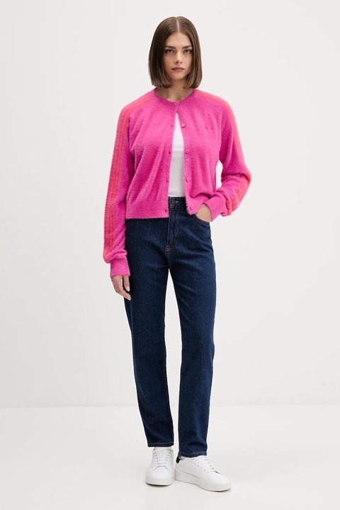 adidas Originals kardigan Fluffy Cardigan damski kolor różowy lekki JW3645 - zdjęcie produktu nr 1
