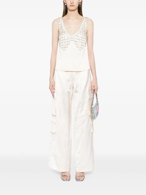 Self-Portrait high-waisted straight-leg cargo trousers - Neutrals - zdjęcie produktu nr 2