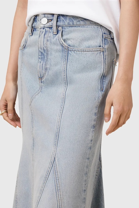 AllSaints spódnica jeansowa ALMA kolor niebieski maxi rozkloszowana W068RC - zdjęcie produktu nr 2