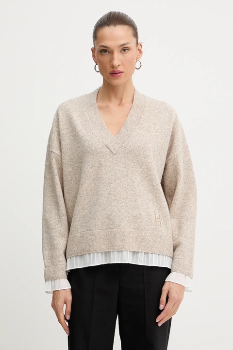 Liu Jo sweter z dodatkiem wełny damski kolor beżowy MF5123 MA90Q - zdjęcie produktu nr 1