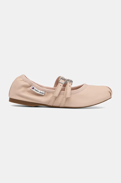 Tommy Jeans baleriny skórzane BALLERINA kolor beżowy EN0EN02720 - zdjęcie produktu nr 2