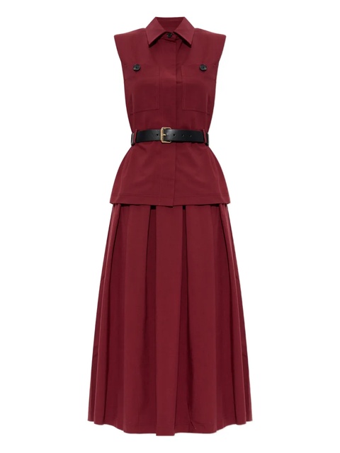 Self-Portrait belted pleated dress - Red - zdjęcie produktu nr 1