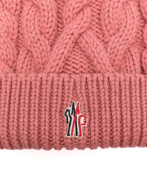 Moncler Grenoble cable-knit beanie hat - Pink - zdjęcie produktu nr 1