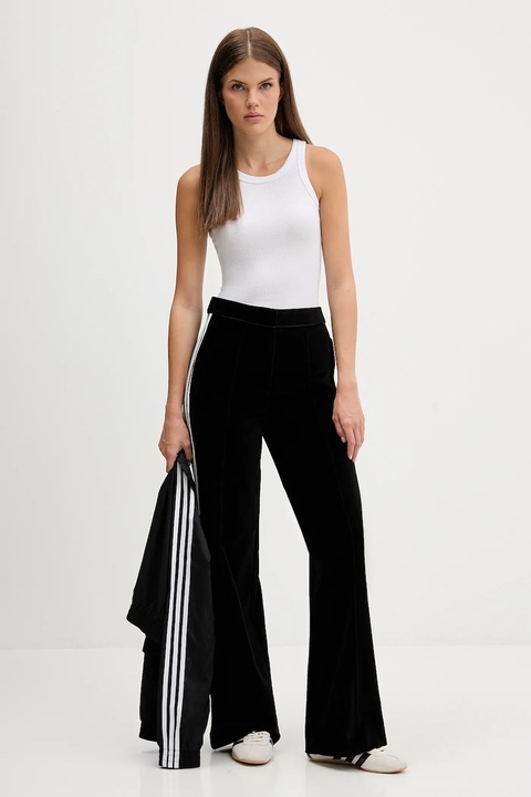 adidas Originals spodnie dresowe welurowe Velvet damskie kolor czarny szerokie high waist KF2304 - zdjęcie produktu nr 1
