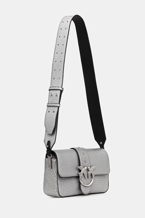 Pinko torebka skórzana kolor srebrny 104340 A2JT - zdjęcie produktu nr 2