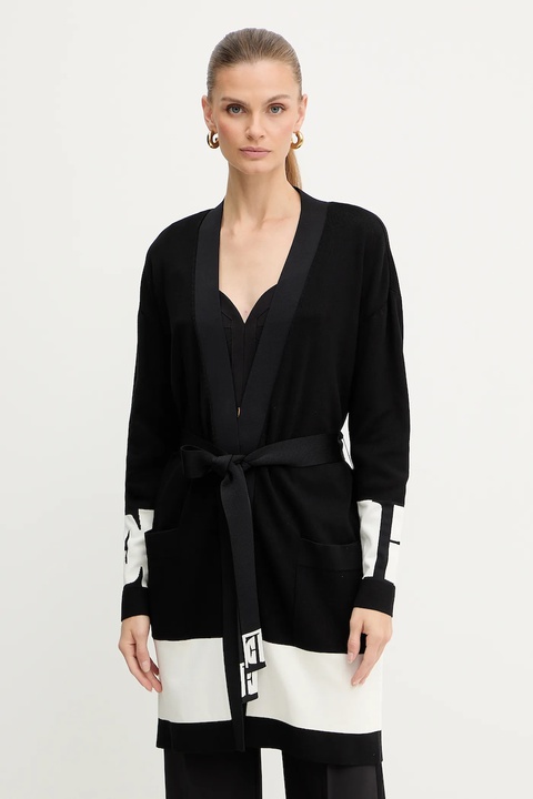 Elisabetta Franchi kardigan damski kolor czarny lekki MK02S56E2 - zdjęcie produktu nr 1