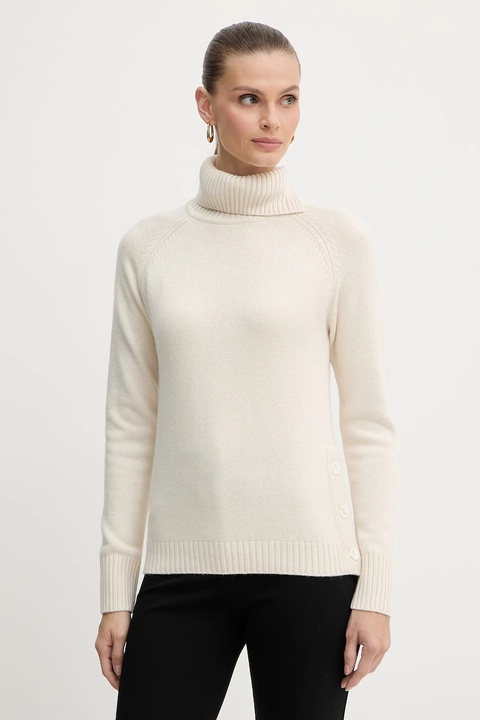 Silvian Heach sweter z domieszką wełny DIOUF damski kolor beżowy lekki z golfem GPA25232LU - zdjęcie produktu nr 1