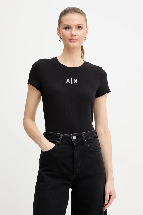 Armani Exchange t-shirt damski kolor czarny XW001382 AF16294 - zdjęcie produktu nr 1