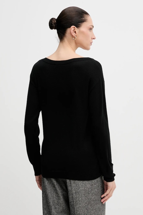 Sisley sweter wełniany damski kolor czarny lekki 11BAM1A48 - zdjęcie produktu nr 2