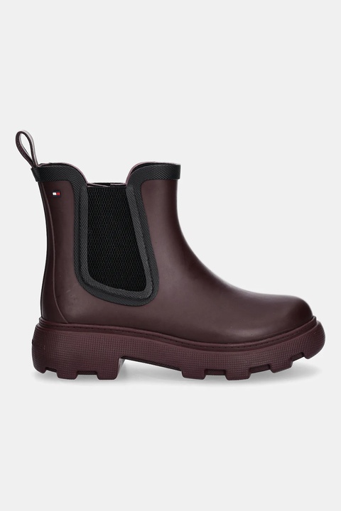 Tommy Hilfiger kalosze FLAG ANKLE RAINBOOT WARM LINING damskie kolor bordowy FW0FW08974 - zdjęcie produktu nr 2