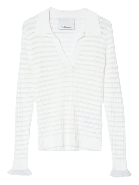 3.1 Phillip Lim ribbed-knit polo-neck top - Neutrals - zdjęcie produktu nr 1