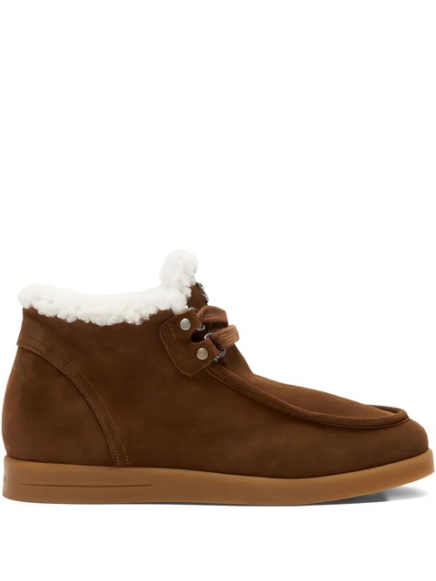 Casadei Dami Passage shearling-trim lace-up boots - Brown - zdjęcie produktu nr 1