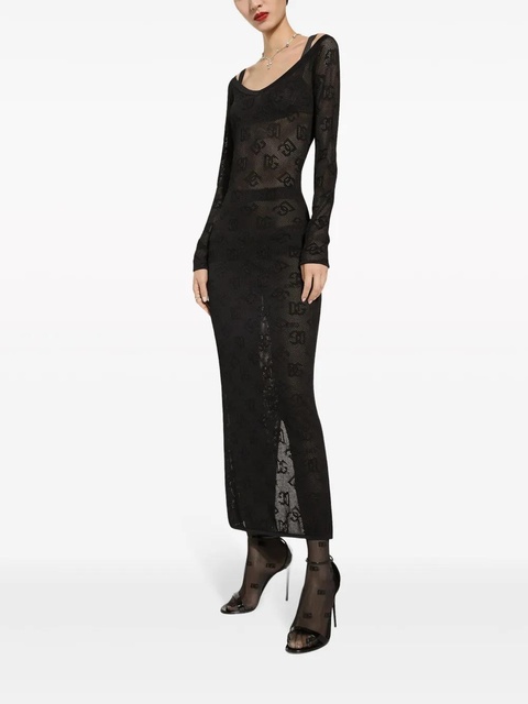Dolce & Gabbana logo-jacquard V-neck maxi dress - Black - zdjęcie produktu nr 1