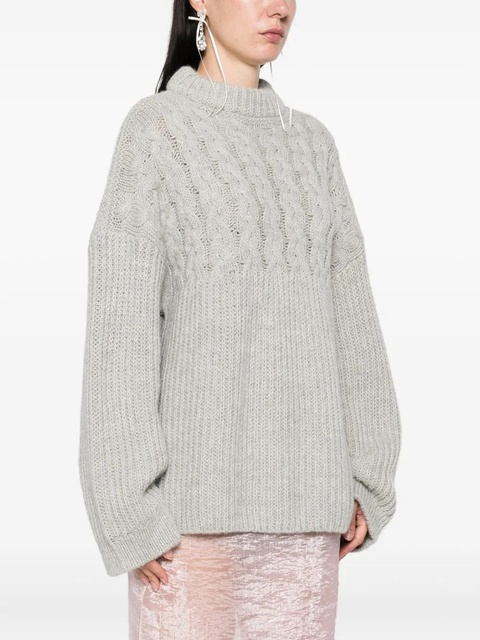 Cecilie Bahnsen cable-knit crew-neck sweater - Grey - zdjęcie produktu nr 2