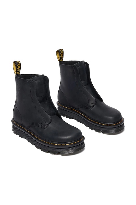 Dr. Martens botki skórzane ZebZag Laceless kolor czarny na płaskim obcasie lekko ocieplone DM42653001 - zdjęcie produktu nr 2