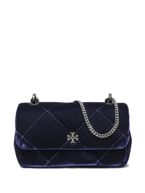 Tory Burch mini Kira diamond-quilted velvet cross body bag - Blue - zdjęcie produktu nr 1