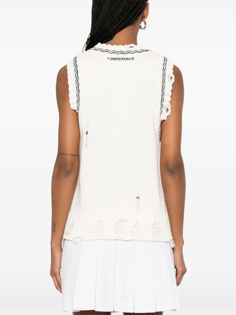 Casablanca intarsia baseball vest - White - zdjęcie produktu nr 2