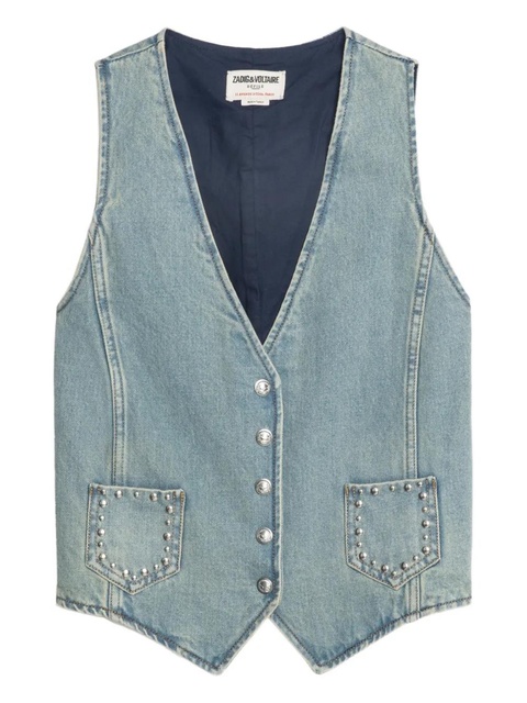 Zadig&Voltaire V-neck studded waistcoat - Blue - zdjęcie produktu nr 1