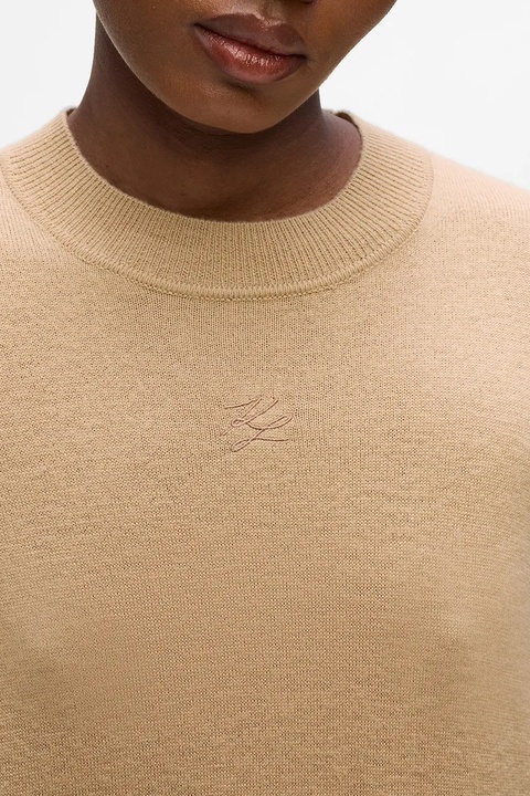 Karl Lagerfeld sweter z wełną damski kolor beżowy A4W18048 - zdjęcie produktu nr 1