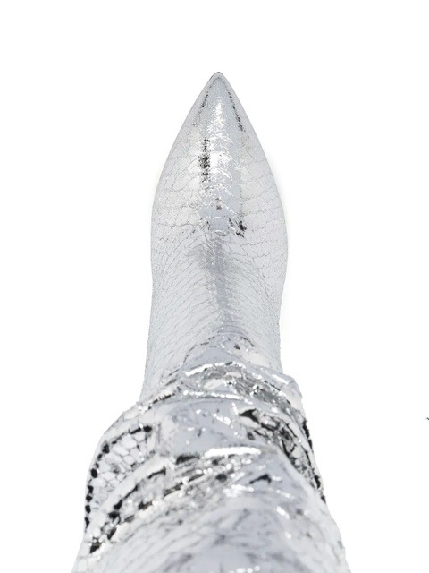 Paris Texas 105mm snakeskin-effect metallic boots - Silver - zdjęcie produktu nr 2