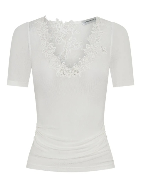 Christopher Esber lace-trim T-shirt - White - zdjęcie produktu nr 1