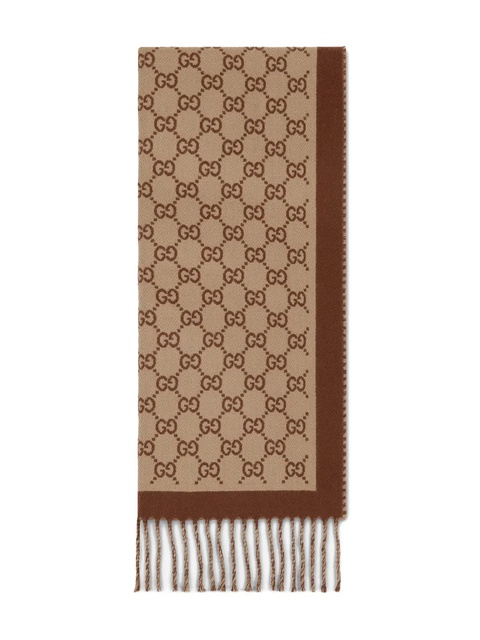 Gucci GG-pattern wool scarf - Brown - zdjęcie produktu nr 1