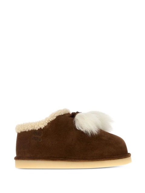 Miu Miu shearling-trimmed tassel loafers - Brown - zdjęcie produktu nr 1