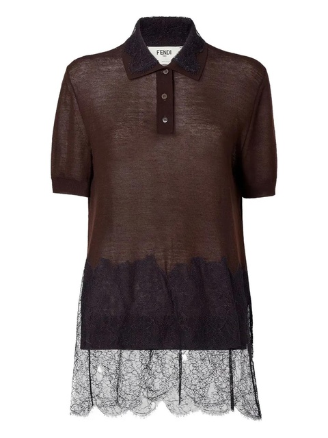 FENDI lace polo shirt - Brown - zdjęcie produktu nr 1