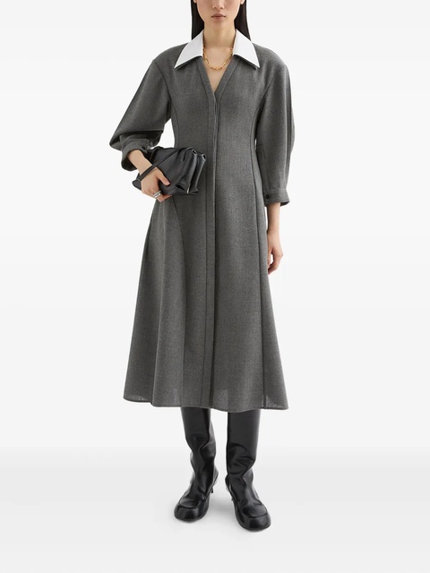 Jil Sander contrasting-collar midi dress - Grey - zdjęcie produktu nr 2