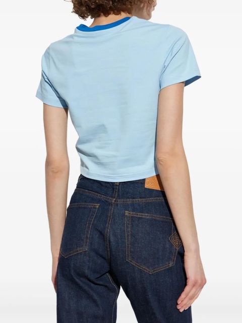 Casablanca Montagne contrasting-trim cropped T-shirt - Blue - zdjęcie produktu nr 2