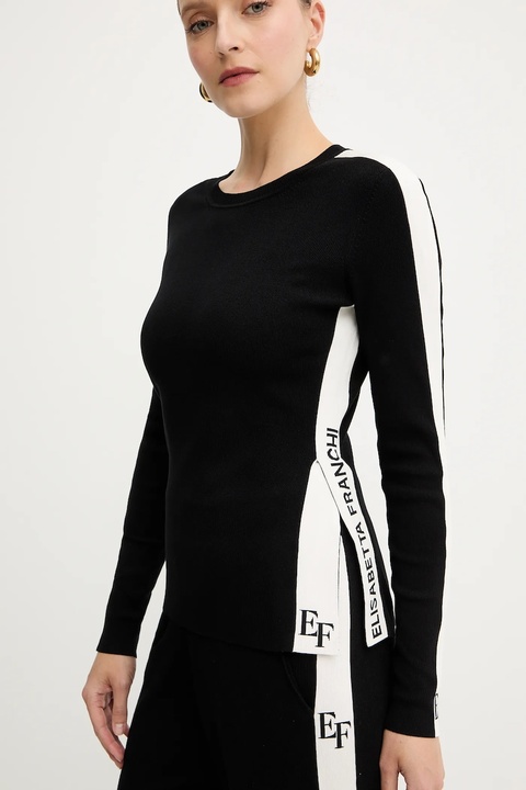 Elisabetta Franchi sweter damski kolor czarny lekki MK03S56E2 - zdjęcie produktu nr 1