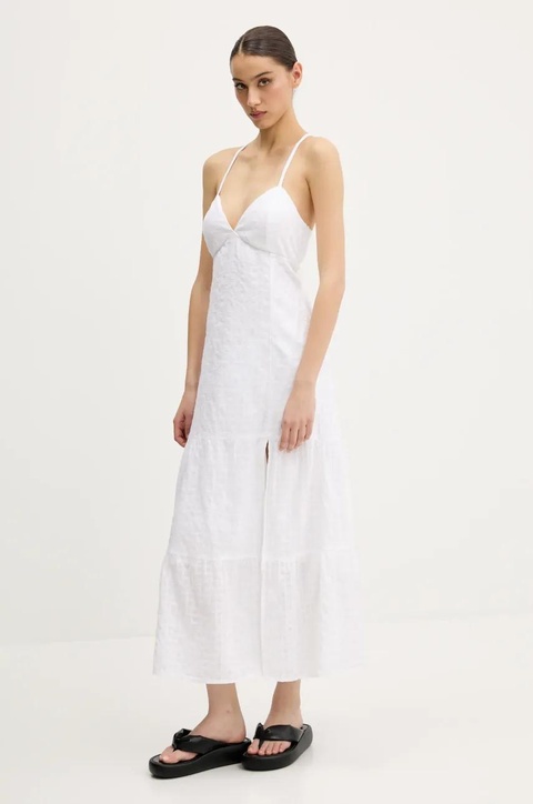 Hollister Co. sukienka bawełniana kolor biały midi prosta KI359-5079 - zdjęcie produktu nr 2
