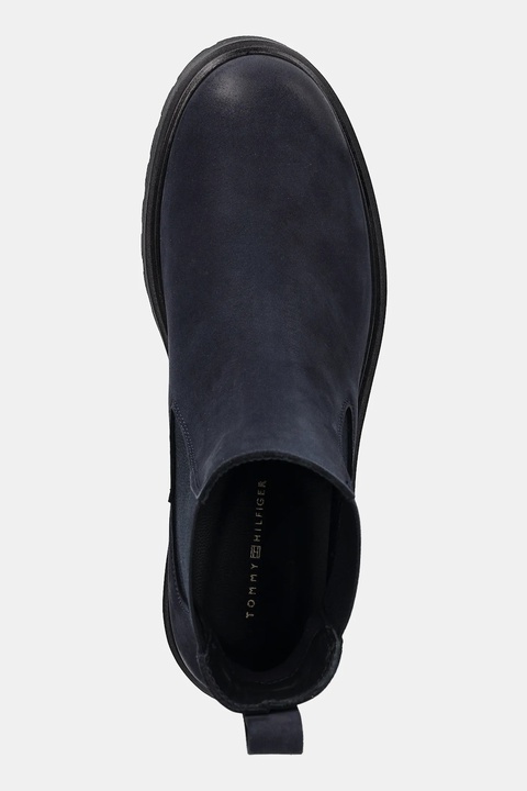 Tommy Hilfiger sztyblety nubukowe TH NUBUCK CLEATED CHELSEA damskie kolor granatowy na platformie FW0FW09041 - zdjęcie produktu nr 2