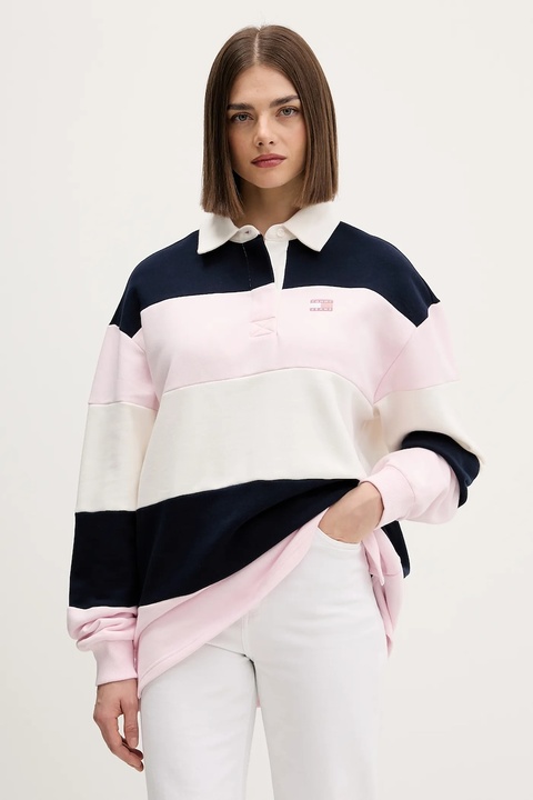 Tommy Jeans bluza bawełniana damska kolor różowy wzorzysta DW0DW21927 - zdjęcie produktu nr 1