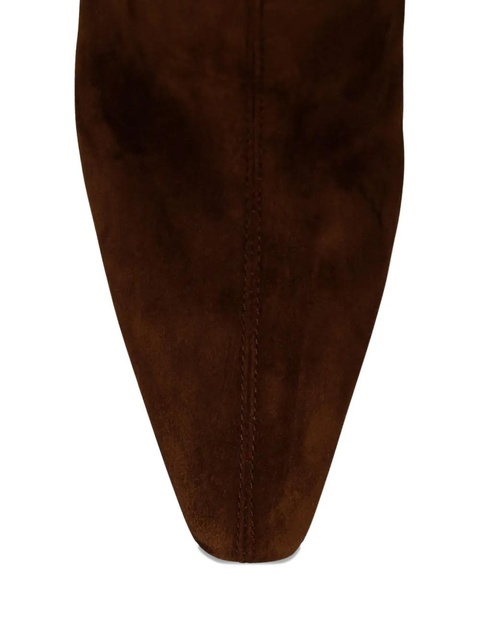 Saint Laurent 85mm logo-plaque heeled boots - Brown - zdjęcie produktu nr 2