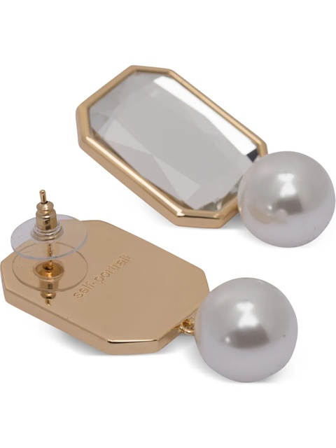 Self-Portrait crystal-embellished earrings - Gold - zdjęcie produktu nr 2