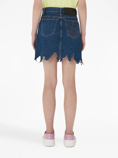 JW Anderson lasercut frayed-hem denim skirt - Blue - zdjęcie produktu nr 2