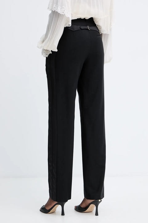 Twinset spodnie z domieszką wełny damskie kolor czarny proste high waist 252TS2063 - zdjęcie produktu nr 2