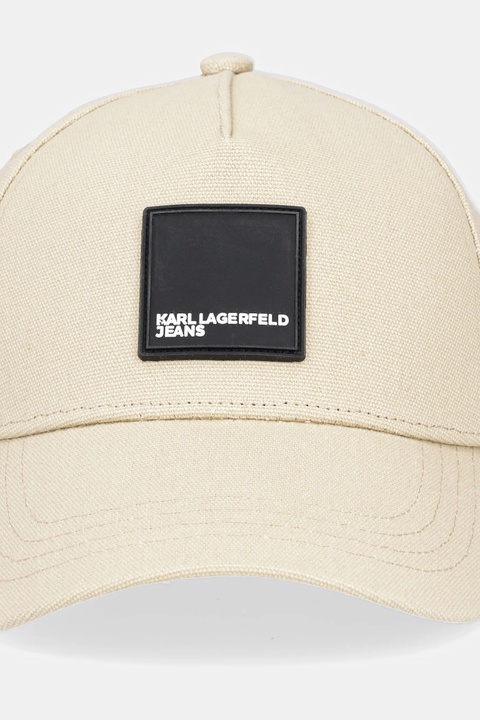 Karl Lagerfeld Jeans czapka z daszkiem bawełniana kolor beżowy z nadrukiem A1W33002 - zdjęcie produktu nr 1