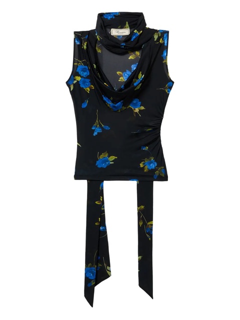 Blumarine V-neck floral top - Blue - zdjęcie produktu nr 1