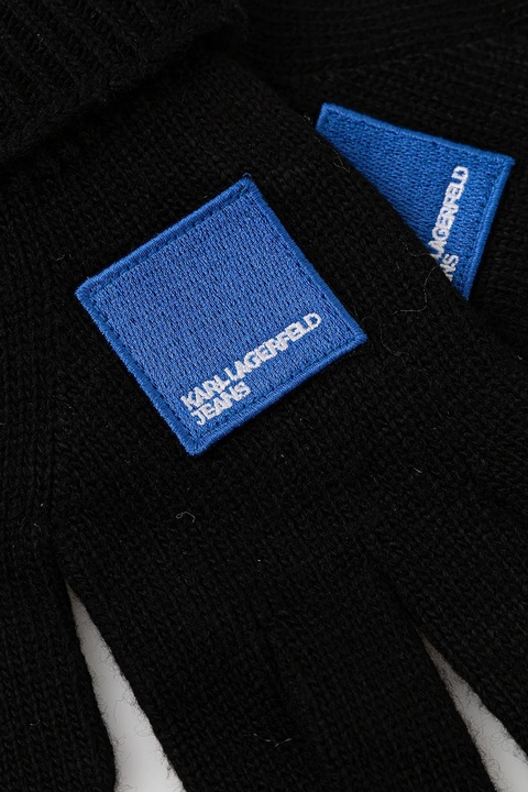 Karl Lagerfeld Jeans rękawiczki z domieszką wełny kolor czarny A4W33137 - zdjęcie produktu nr 2