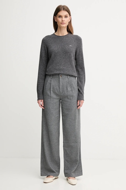 Pepe Jeans spodnie z domieszką wełny damskie kolor szary proste high waist PL2100009 - zdjęcie produktu nr 2